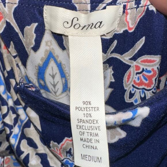 Soma Paisley Halter Handkerchief Hem Midi Dress Size Medium - Picture 4 of 13